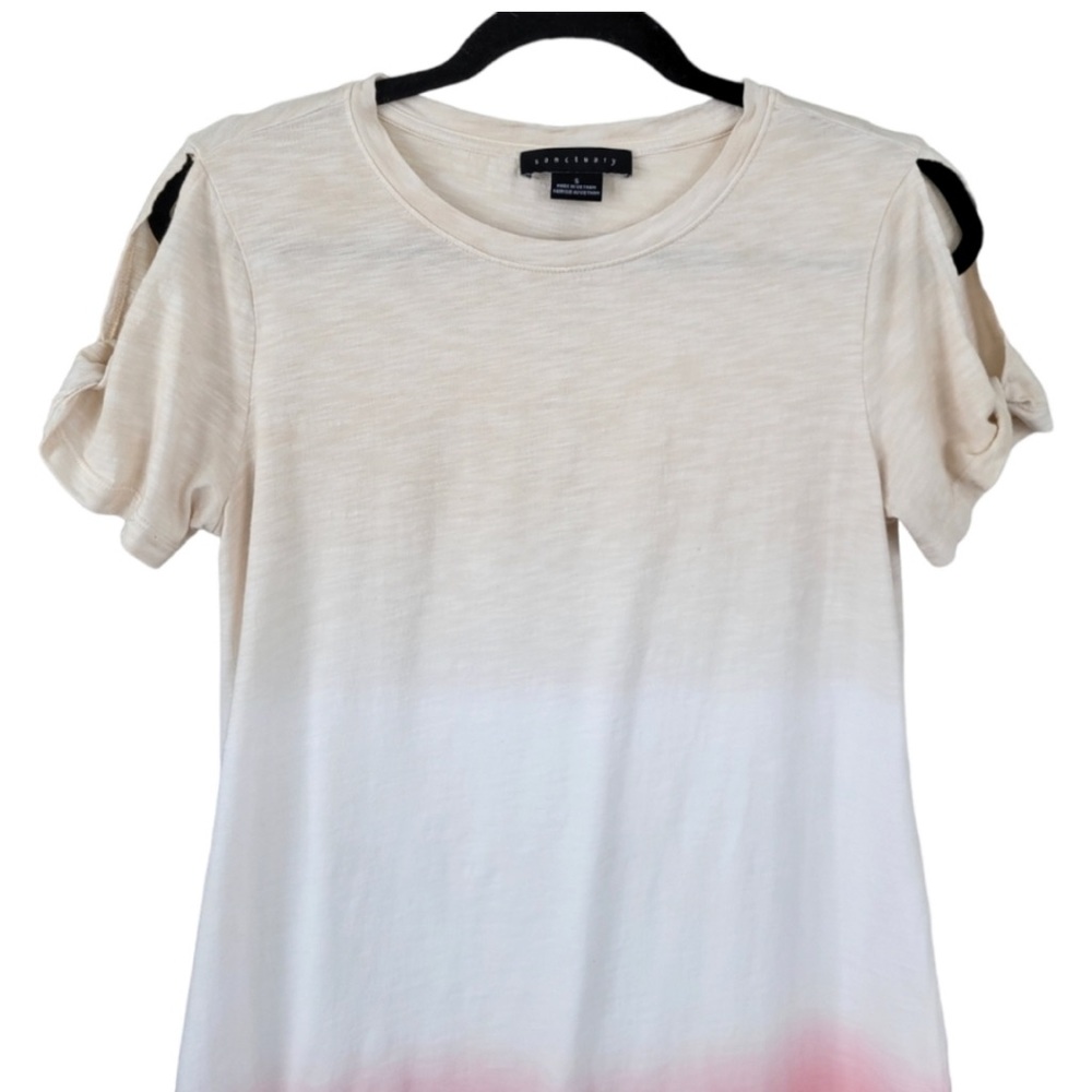 Sanctuary Ombré Tie-Dye Crew Neck Mini Shift T-Shirt Dress w/ Sleeve Detail - Picture 4 of 8